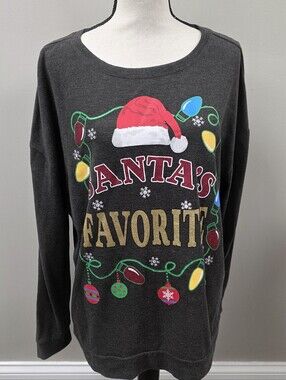 No Boundaries Santas Favorite Long Sleeve Christmas Shirt Size XXL